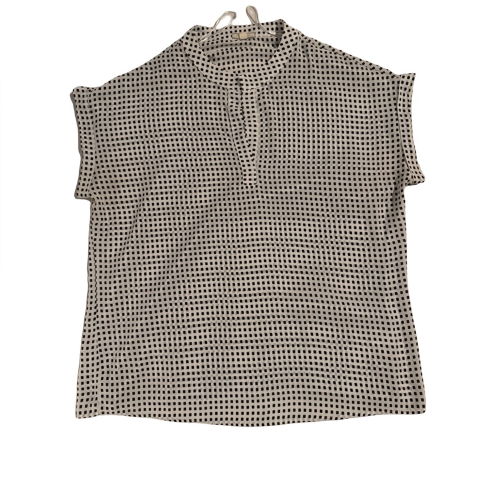 Pleione women’s Black and White geometric Patterned Blouse size XL